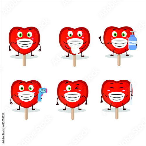 A picture of lolipop love cartoon design style keep staying healthy during a pandemic. Vector illustration