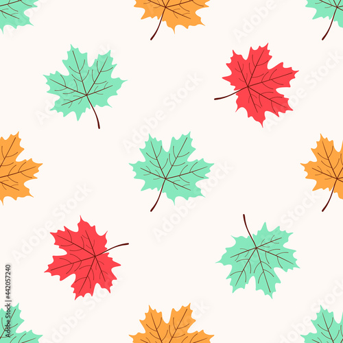The beauty of autumn is created by the collection of fallen leaves. Seamless pattern with acorns and autumn leaves. Perfect for wallpaper, gift paper, pattern fill, web page background, autumn 