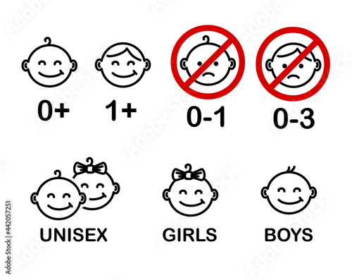Baby use label information icon set