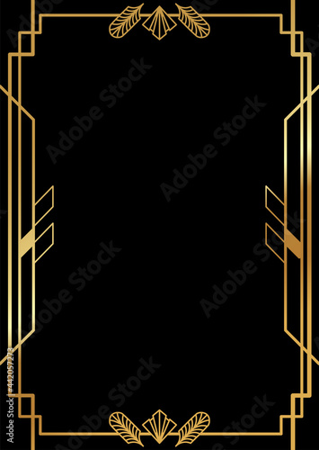 Art Deco Gatsby inspired, Roaring 20s style frame template vector