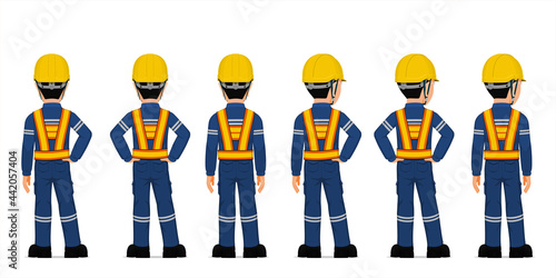 Set of industrial worker on white background