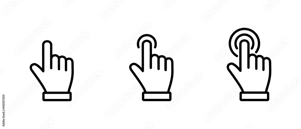 Hand Cursor icon set, Hand Click icon, Hand Touch icon vector illustration Hand Cursor icon set, Hand Click icon, Hand Touch icon vector illustration
