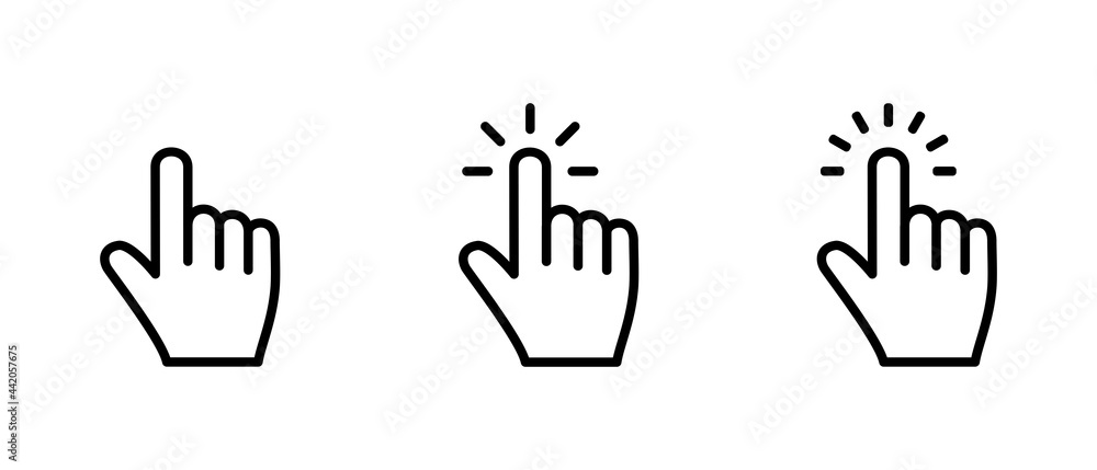Hand Cursor icon set, Hand Click icon, Hand Touch icon vector illustration Hand Cursor icon set, Hand Click icon, Hand Touch icon vector illustration