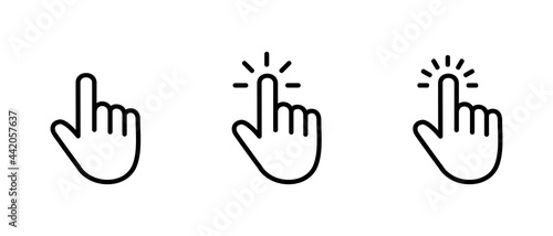 Hand Cursor icon set,  Hand Click icon, Hand Touch icon vector illustration	
