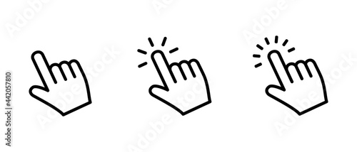 Hand Cursor icon set, Hand Click icon, Hand Touch icon vector illustration