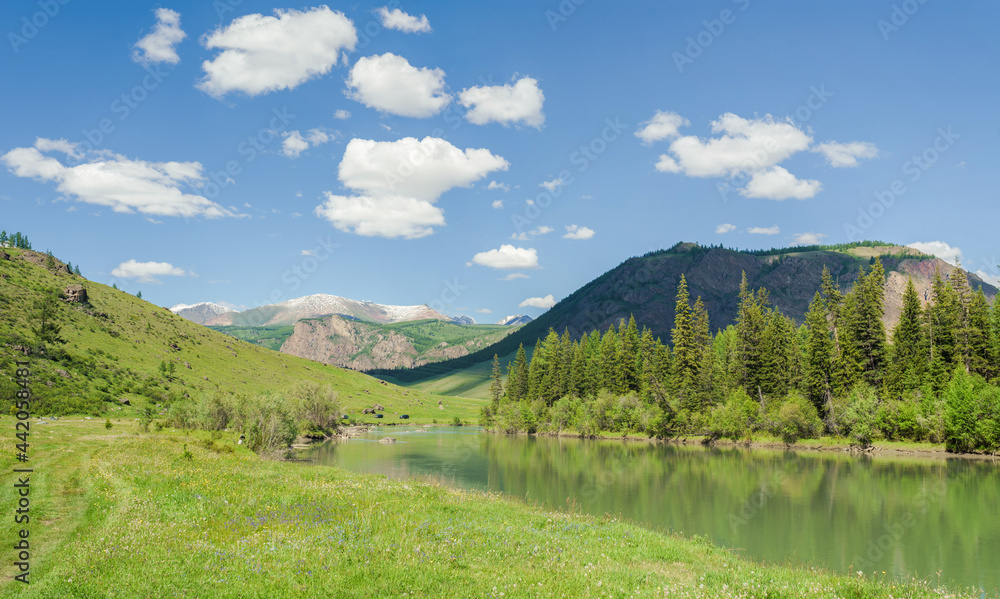 Altai mountains and the Chuya river near Aktash 