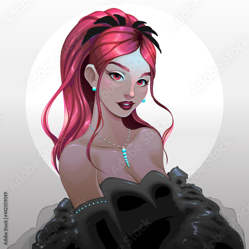 Beautiful girl with black d...