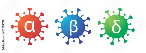 a collection of variations of the alpha beta delta corona virus, health, hospital, medicine, vector illustration