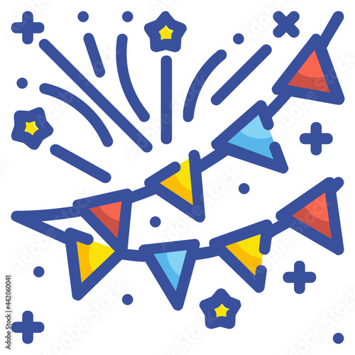 bunting line icon