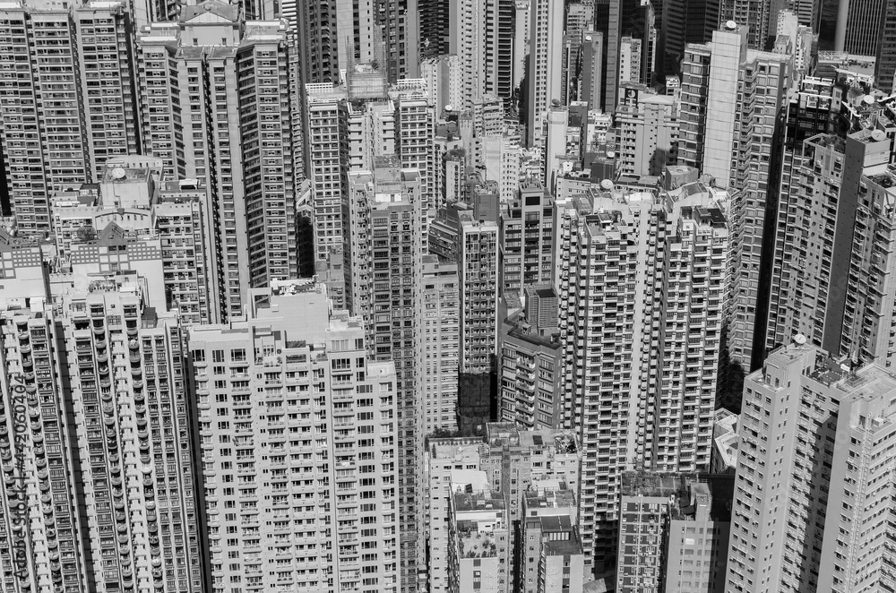 High rise buildings in downtown district of Hong Kong city