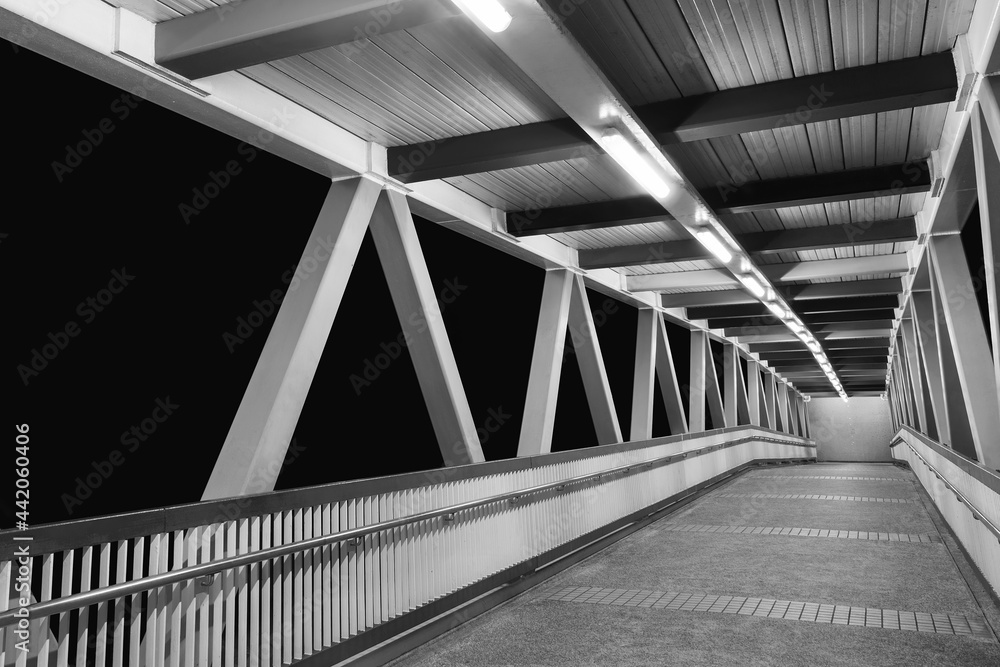 Empty modern foot bridge at night Empty modern foot bridge at night