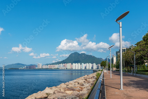 Photography Seaside promenade in Hong Kong city