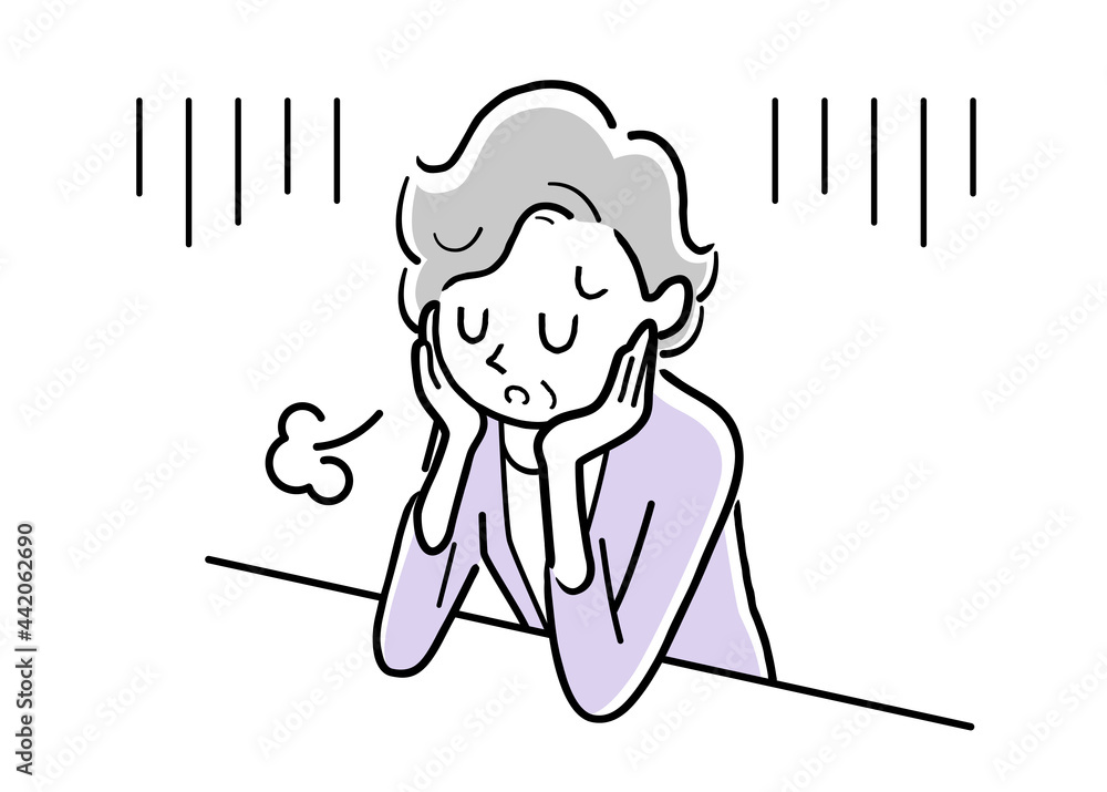 ベクターイラスト素材 ため息をつき落ち込むシニア女性 Stock Vector Adobe Stock