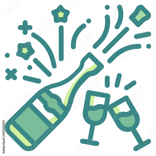 champagne blue line icon