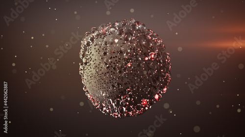 Cluster of gray and red sph...