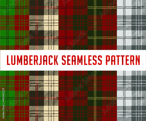 Set of seamless check patterns Fashionable plaid tartan wallpaper Background Suits for decorative paper, home design and design, as well as for needlework and handicrafts.