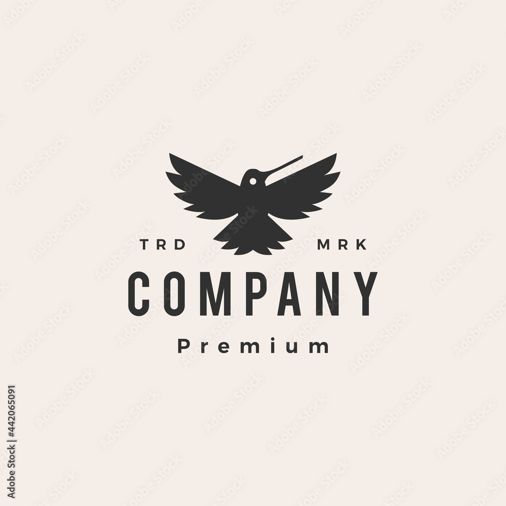 Obraz premium hummingbird colibri roar hipster vintage logo vector icon illustration