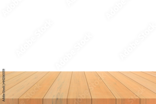 Old wood table top on white background © saranyoo