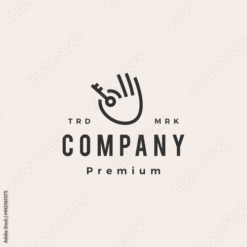 hand key hipster vintage logo vector icon illustration