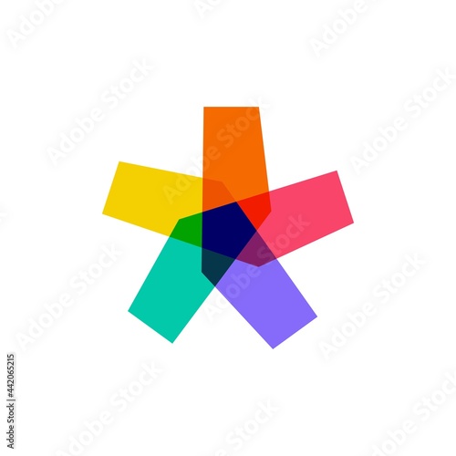 asterisk symbol sign overlapping color logo vector icon illustration