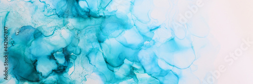 art photography of abstract fluid painting with alcohol ink, blue colors