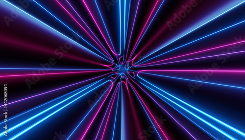 neon blue pink futuristic ultraviolet energy curvy glowing lines laser tunnel Sci-Fi black high resolution background