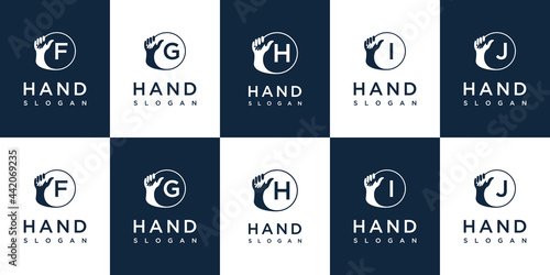 Handshake logo with letter f g h i j design