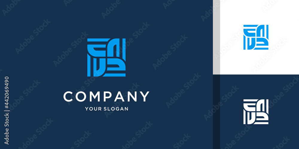Monogram letter e circle square logo template Monogram letter e circle square logo template