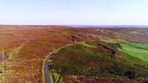 North York Moors Heather at Danby Dale - Aerial Drone Footage of heather in full bloom in Summer - Clip 6 photo