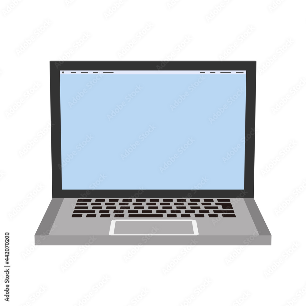 Laptop computer - blank screen, front view Laptop computer - blank screen, front view