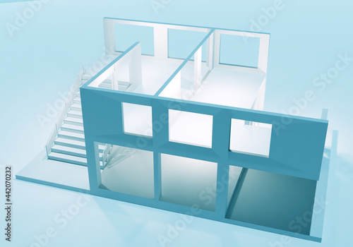 The layout of a two-story b...