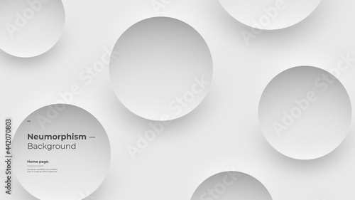 Abstract Background, Homepage, Landing page, Wallpaper Designs. Monochrome illustration. 3d geometric shapes. Decorative neumorphism backdrop.