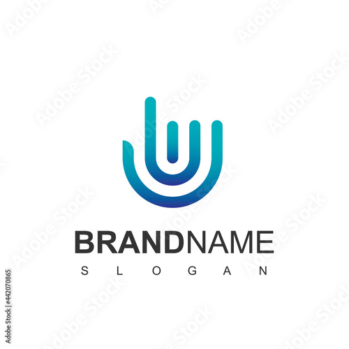 Hand Touch Logo Stylized Line