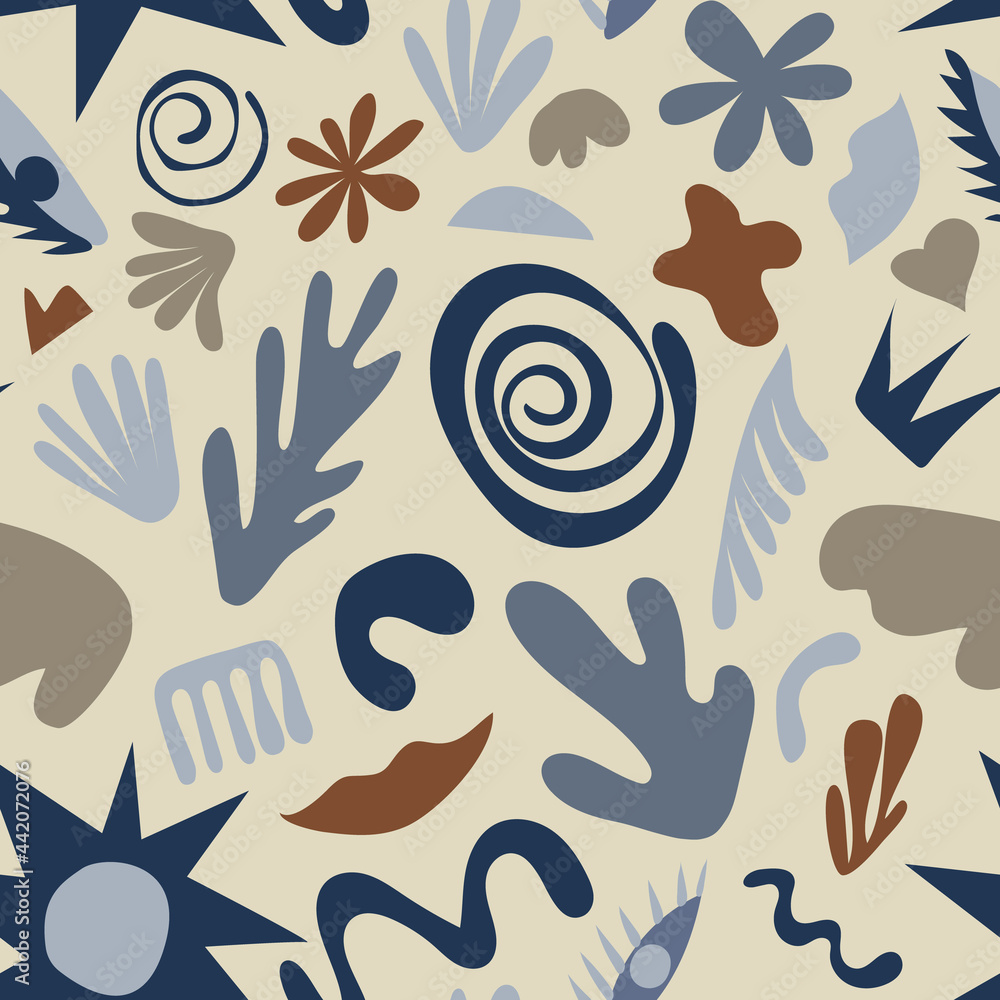 A simple pattern of elements of different shapes in pastel colors. A simple pattern of elements of different shapes in pastel colors.