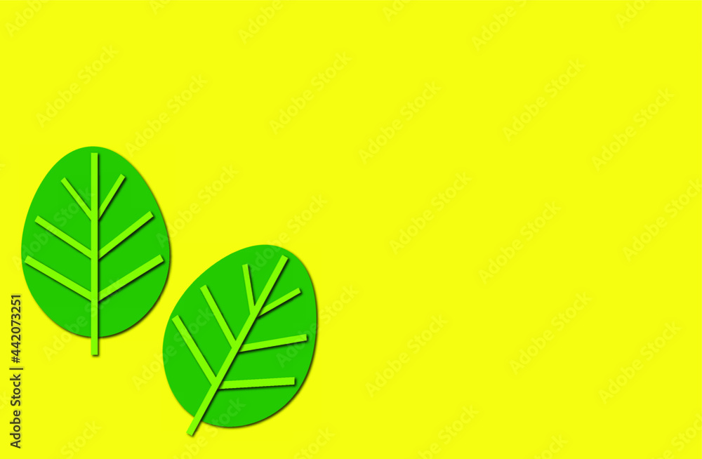 Green leaves in yellow background. Green leaves in yellow background.
