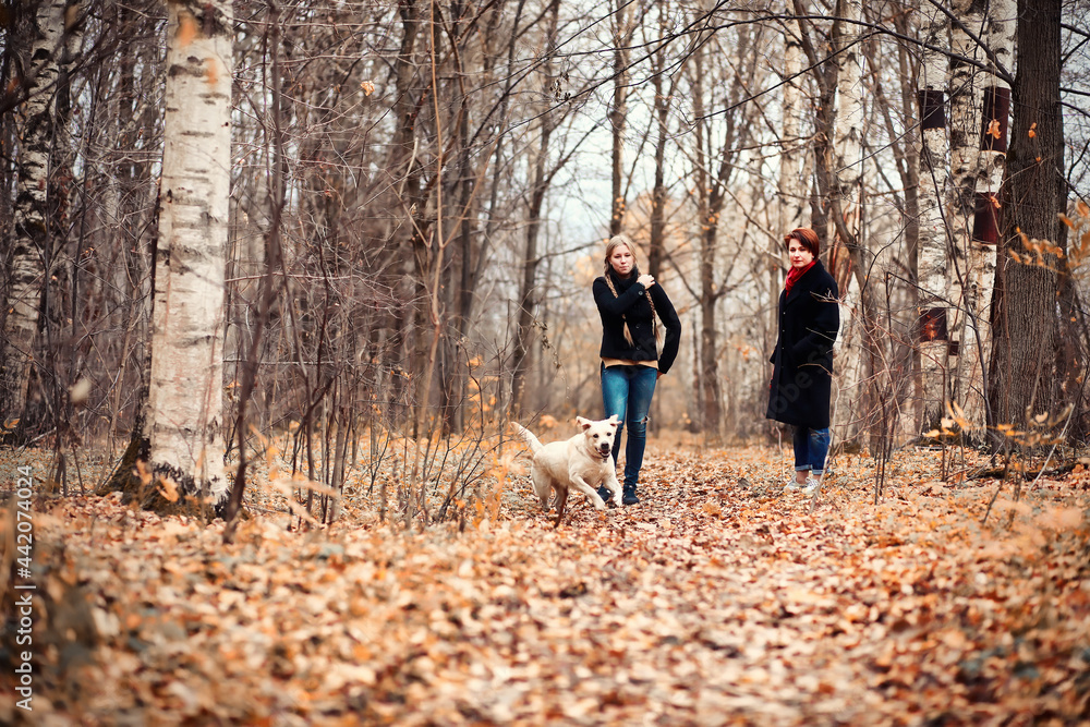 Fototapeta premium Young girl on a walk in the autumn