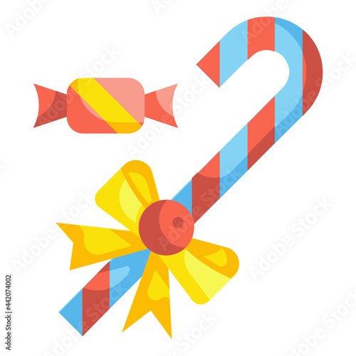 candy cane flat icon