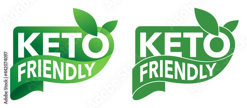 Keto friendly green sticker - badge with leaf