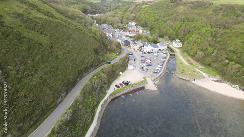 Solva Wales Pembrokeshire  quayside  harbour Aerial footage photo