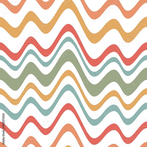 The background is simple multicolored waves. Seamless vector pattern