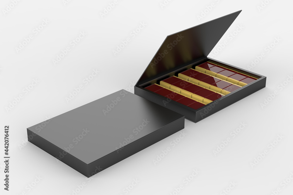 Box of Chocolate Sweets isolated on white background. 3d illustration Box of Chocolate Sweets isolated on white background. 3d illustration