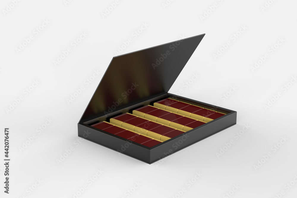 Box of Chocolate Sweets isolated on white background. 3d illustration Box of Chocolate Sweets isolated on white background. 3d illustration