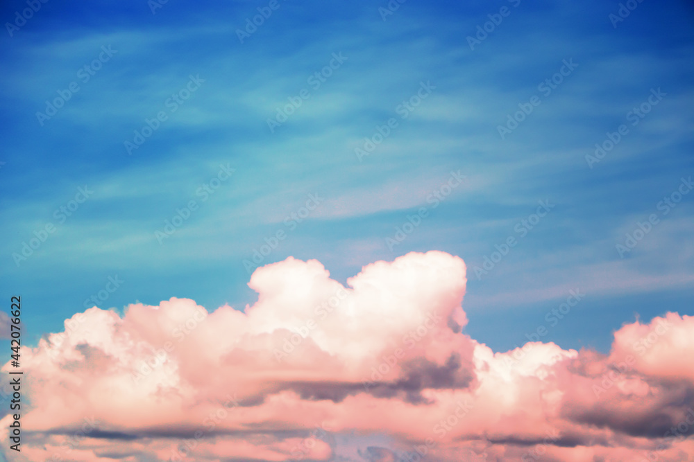 blue sky and orange clouds background