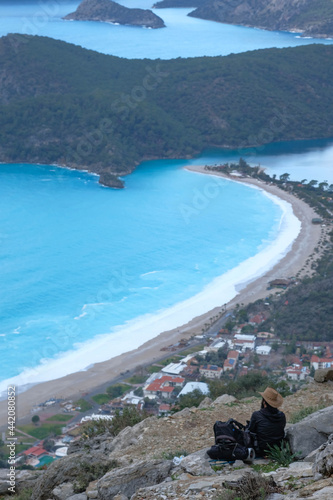 A beautiful sea bay with a sandy beach. photo