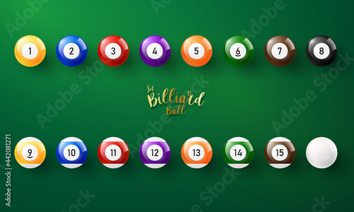 Billiard pool balls numbers sport theme. Vector