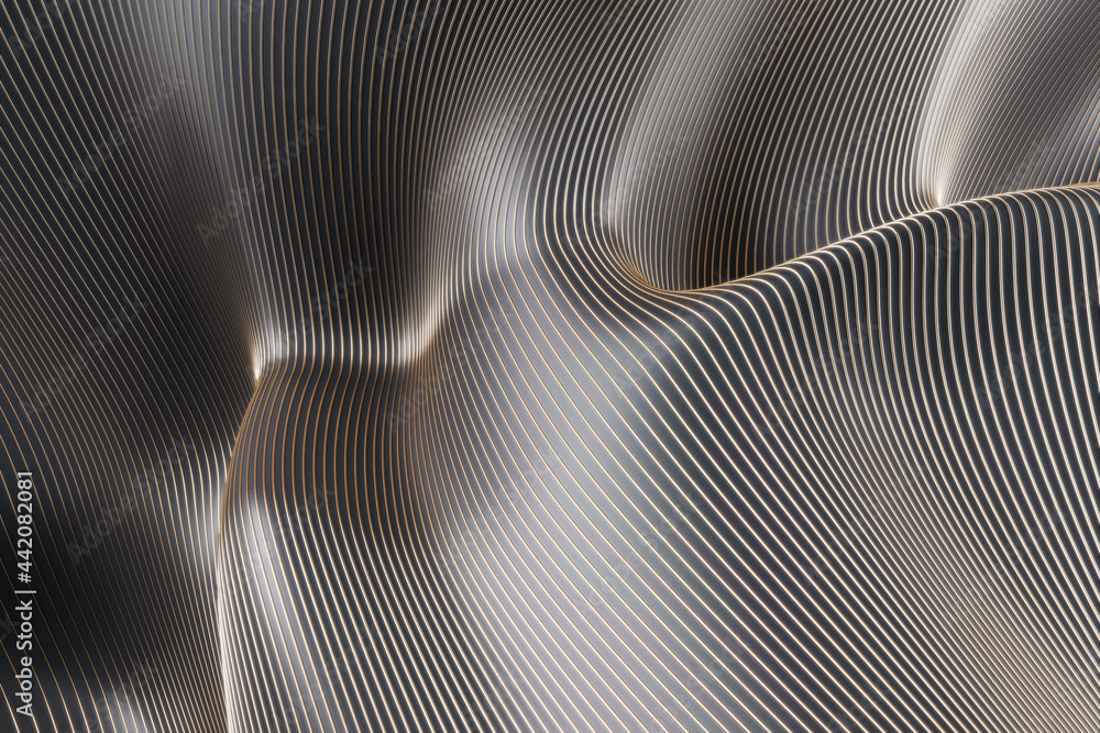 Creative black lines and curves background. 3D Rendering. Creative black lines and curves background. 3D Rendering.