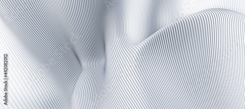 Wide white lines and curves background. 3D Rendering.