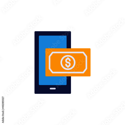 Mobile money icon illustration flat style