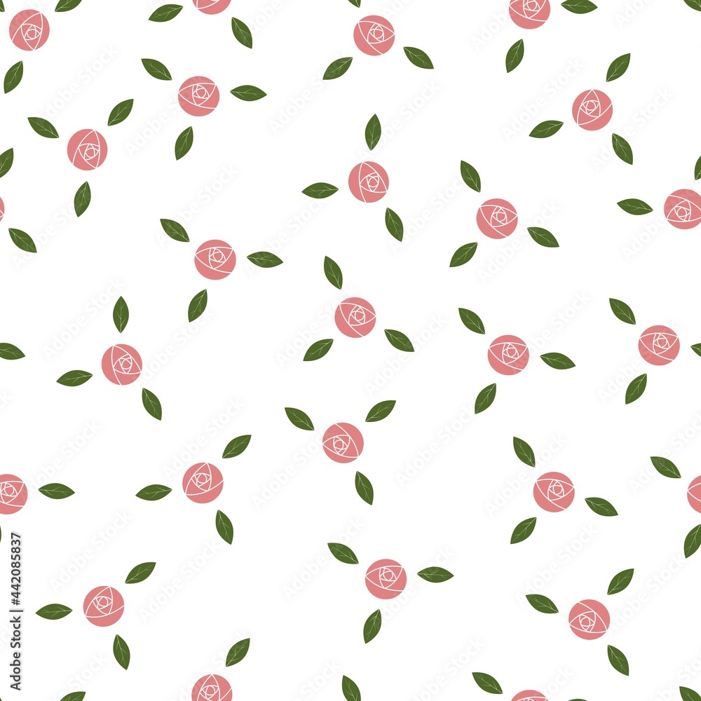 Seamless garden with flat roses Seamless garden with flat roses