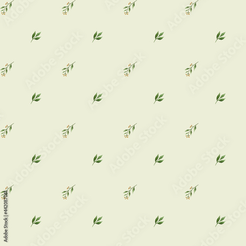 Watercolor seamless pattern with leaves. Herbal background.